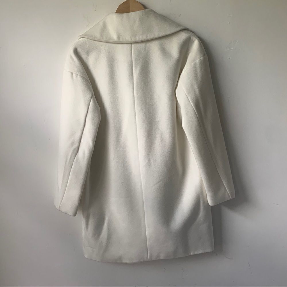 NWT ASOS Ecru Double-breasted Poly Coat - Picture 2 of 12